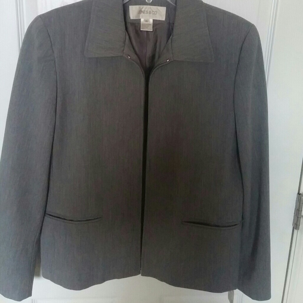 JONES & CO Gray Zipper Suit Jacket Size 10